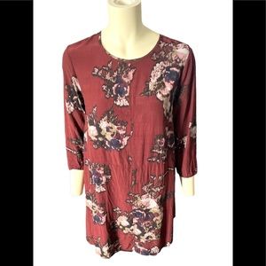 Aritzia Wilfred Crinkle Minidress Maroon Floral - Size Small